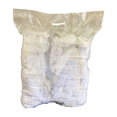 Spilfyter Bulk Reclaimed #1 White T-Shirt Rags 47 lbs in Compressed Bag