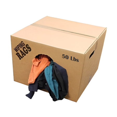 Spilfyter Bulk Reclaimed Mixed Color T-Shirt Rags 50 lbs in Box