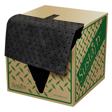 Spilfyter 16" x 18" Sustayn Recycled Universal Black HW Perfed Absorbent Pad 100/Box