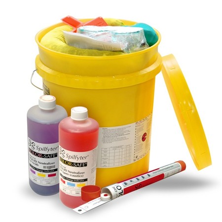 Spilfyter Grab & Go Liquid Acid and Base/Alkaline Neutralizer 5 Gallon Bucket Spill Kit